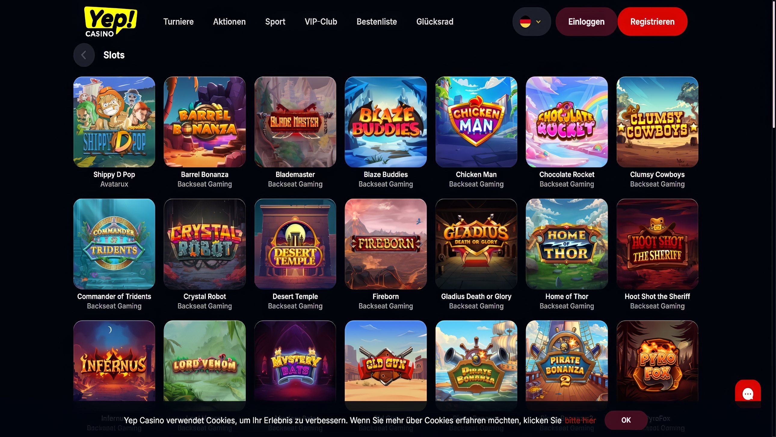 Yep Casino desktop screenshot 2